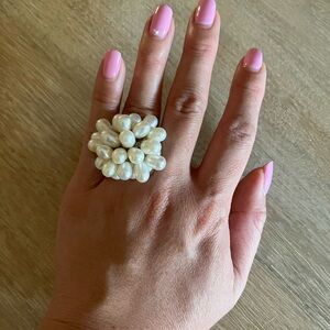 Pearl Cluster Adjustable Statement Ring